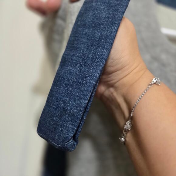 AG Adriano Goldschmied Contrast Denim Top XS Gray - Picture 3 of 7